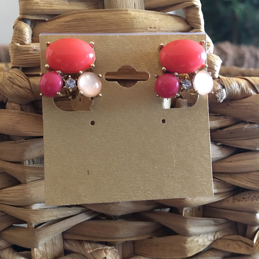 Vintage repurpose cabochon glass clip on earrings